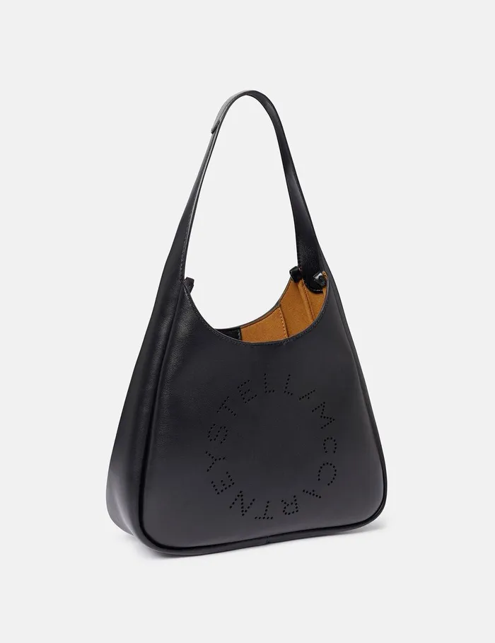 Stella McCartney Mini Bags And Clutches Women Logo Slouchy Hobo Tote Bag Pitch Black Stella McCartney Mini Bags And Clutches Women Logo Slouchy Hobo Tote Bag Pitch Black