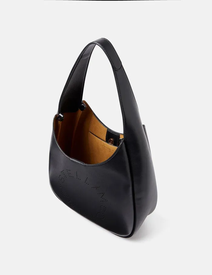 Stella McCartney Mini Bags And Clutches Women Logo Slouchy Hobo Tote Bag Pitch Black Stella McCartney Mini Bags And Clutches Women Logo Slouchy Hobo Tote Bag Pitch Black