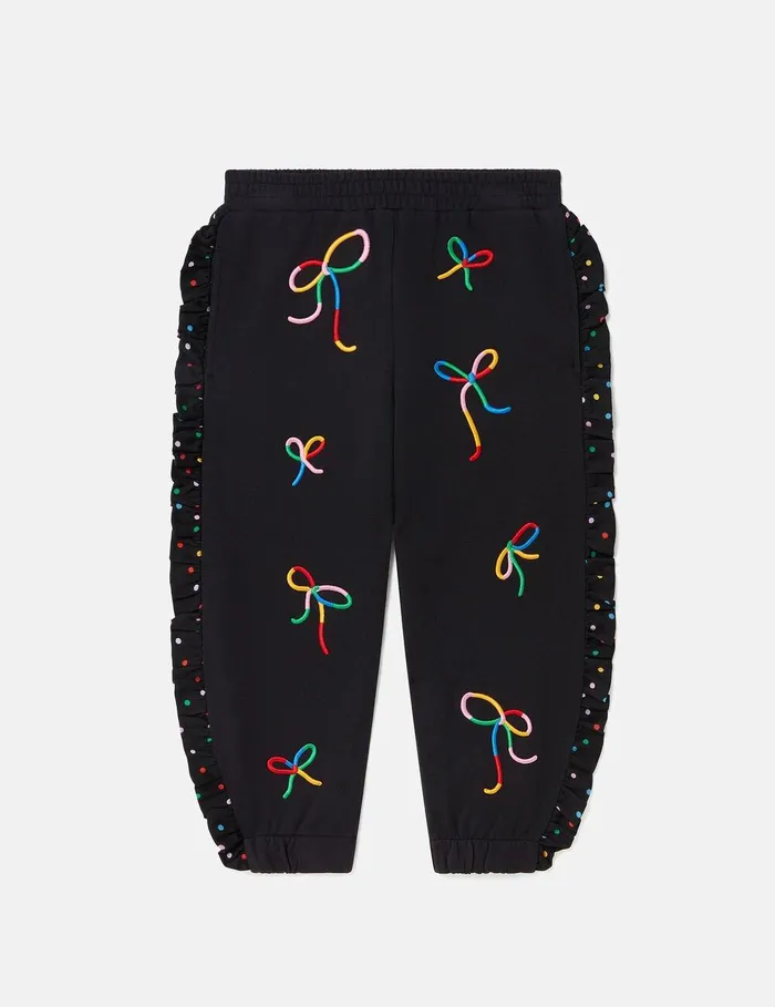 Stella McCartney Pants and Shorts Kids Ribbon Print Frilled Joggers Multicolour