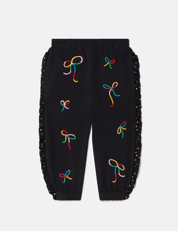 Stella McCartney Pants and Shorts Kids Ribbon Print Frilled Joggers Multicolour Stella McCartney Pants and Shorts Kids Ribbon Print Frilled Joggers Multicolour