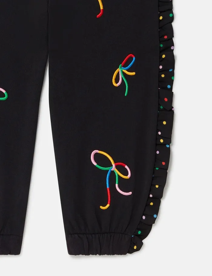 Stella McCartney Pants and Shorts Kids Ribbon Print Frilled Joggers Multicolour Stella McCartney Pants and Shorts Kids Ribbon Print Frilled Joggers Multicolour