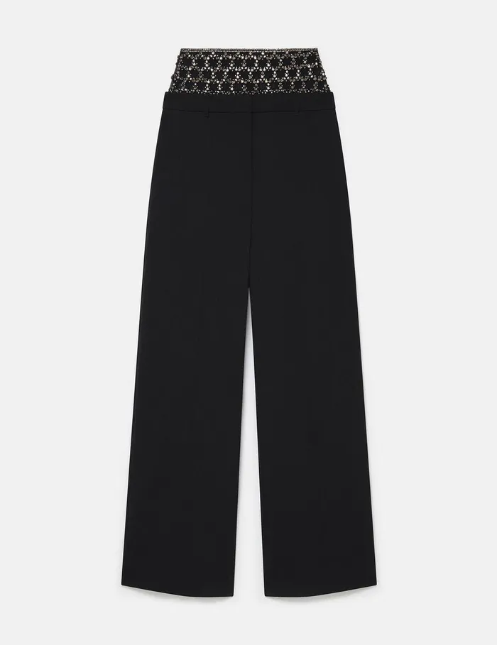 Stella McCartney Pants And Shorts Women Crystal Cage LowRise Pants Pitch Black Stella McCartney Pants And Shorts Women Crystal Cage LowRise Pants Pitch Black