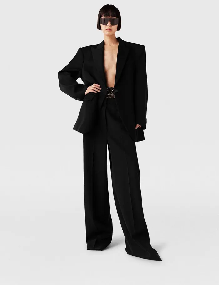 Stella McCartney Pants And Shorts Women Crystal Cage LowRise Pants Pitch Black Stella McCartney Pants And Shorts Women Crystal Cage LowRise Pants Pitch Black