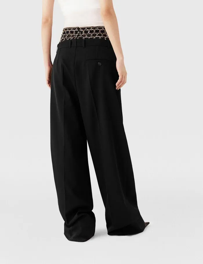 Stella McCartney Pants And Shorts Women Crystal Cage LowRise Pants Pitch Black Stella McCartney Pants And Shorts Women Crystal Cage LowRise Pants Pitch Black