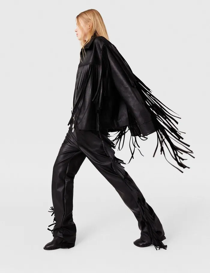 Stella McCartney Pants And Shorts Women Fringe Alter Mat Trousers Midnight Black Stella McCartney Pants And Shorts Women Fringe Alter Mat Trousers Midnight Black
