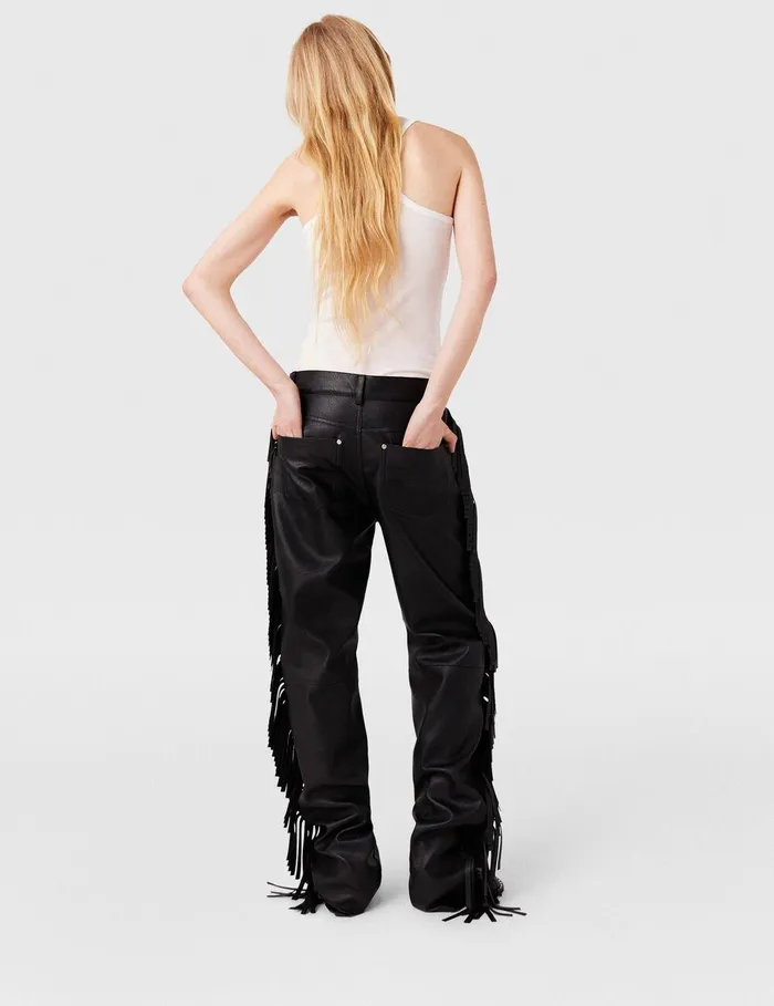 Stella McCartney Pants And Shorts Women Fringe Alter Mat Trousers Midnight Black Stella McCartney Pants And Shorts Women Fringe Alter Mat Trousers Midnight Black