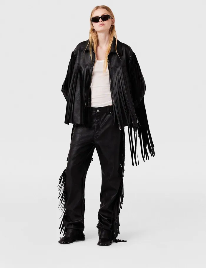 Stella McCartney Pants And Shorts Women Fringe Alter Mat Trousers Midnight Black Stella McCartney Pants And Shorts Women Fringe Alter Mat Trousers Midnight Black