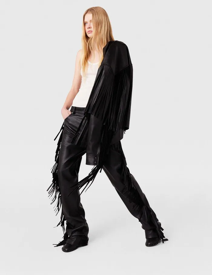 Stella McCartney Pants And Shorts Women Fringe Alter Mat Trousers Midnight Black Stella McCartney Pants And Shorts Women Fringe Alter Mat Trousers Midnight Black