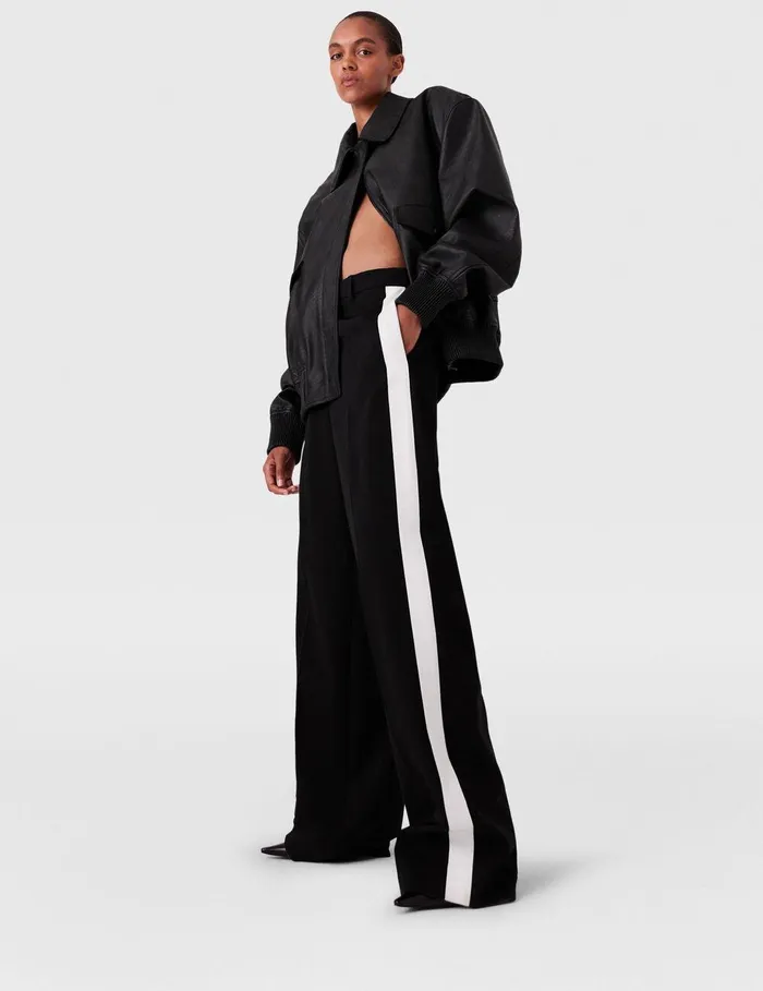 Stella McCartney Pants And Shorts Women LowRise Stripe StraightLeg Pants Black And White