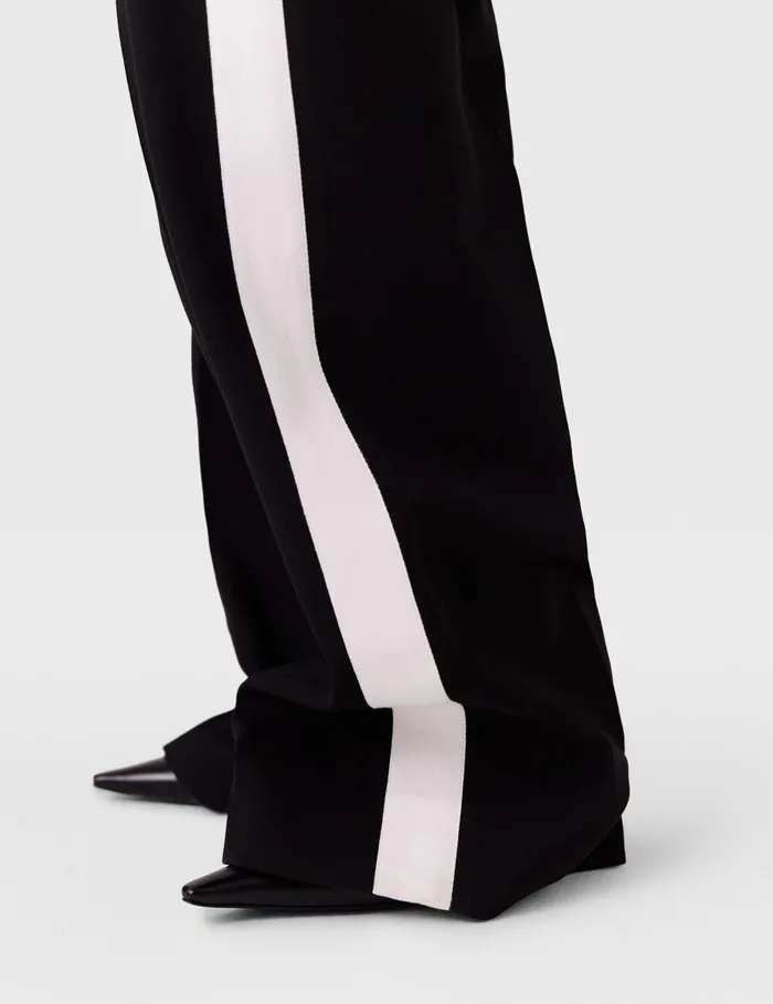 Stella McCartney Pants And Shorts Women LowRise Stripe StraightLeg Pants Black And White