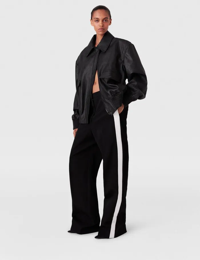 Stella McCartney Pants And Shorts Women LowRise Stripe StraightLeg Pants Black And White