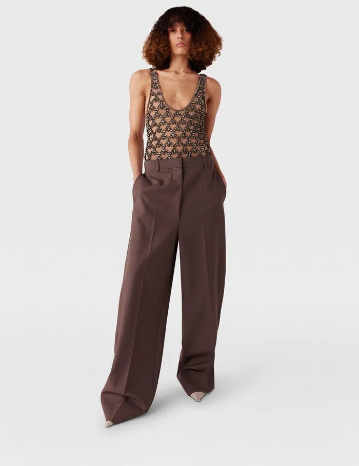 Stella McCartney Pants And Shorts Women Pleated LowRise Pants Taupe Brown Stella McCartney Pants And Shorts Women Pleated LowRise Pants Taupe Brown