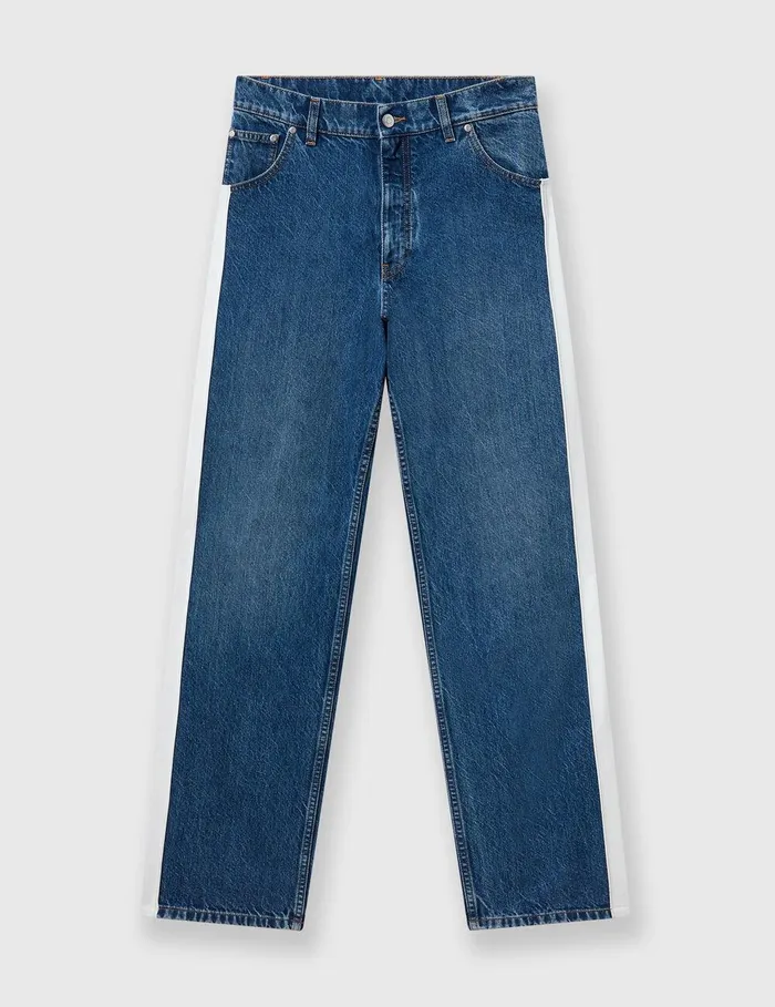 Stella McCartney Pants And Shorts Women Side Stripe StraightLeg Jeans Blue
