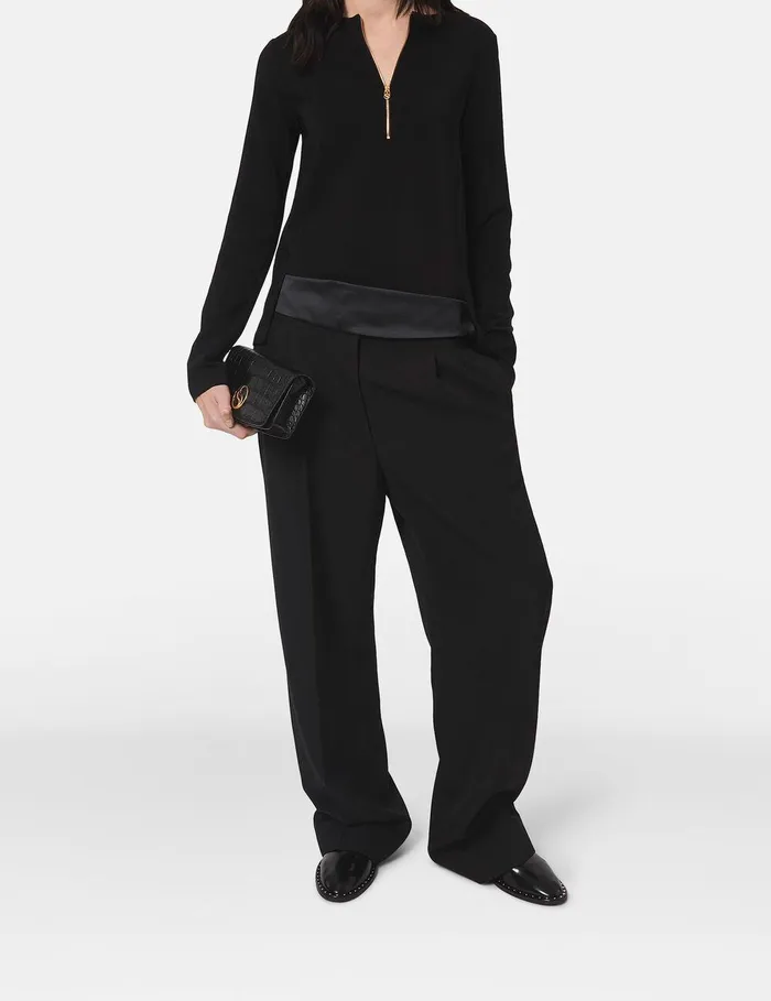 Stella McCartney Shirts And Tops Women Arlesa Double Split Hem Zip Blouse Black Stella McCartney Shirts And Tops Women Arlesa Double Split Hem Zip Blouse Black