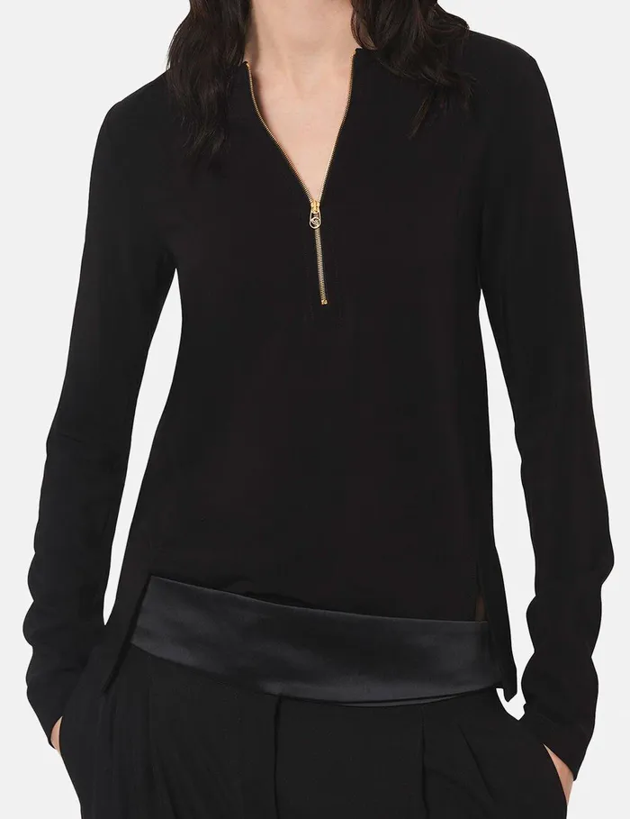 Stella McCartney Shirts And Tops Women Arlesa Double Split Hem Zip Blouse Black Stella McCartney Shirts And Tops Women Arlesa Double Split Hem Zip Blouse Black