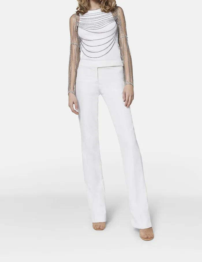Stella McCartney Shirts And Tops Women Crystal Chain Sleeve Top Crystal