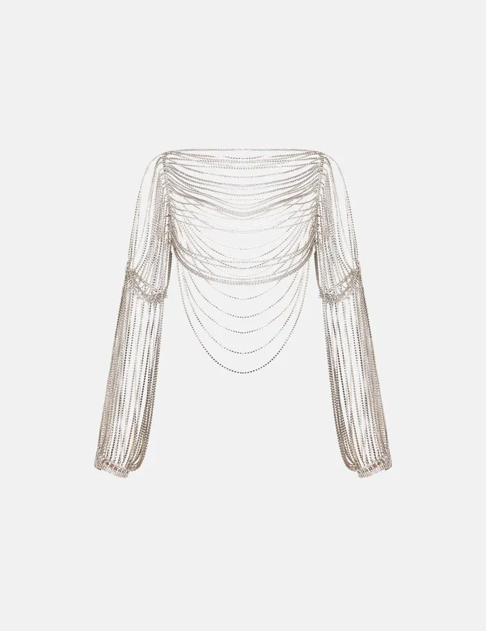 Stella McCartney Shirts And Tops Women Crystal Chain Sleeve Top Crystal Stella McCartney Shirts And Tops Women Crystal Chain Sleeve Top Crystal