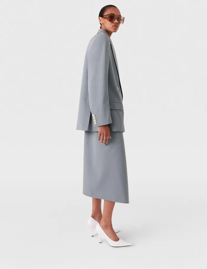 Stella McCartney Skirts Women Falabella Chain Wool Midi Skirt Mist Stella McCartney Skirts Women Falabella Chain Wool Midi Skirt Mist