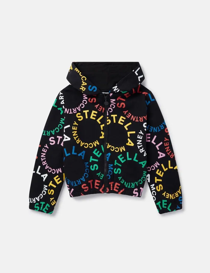Stella McCartney Sweaters and Cardigans Kids Circular Logo Cropped Hoodie Black Multicolour