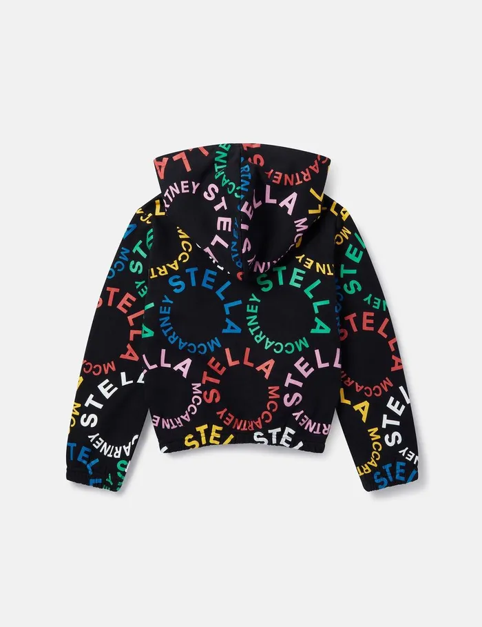 Stella McCartney Sweaters and Cardigans Kids Circular Logo Cropped Hoodie Black Multicolour Stella McCartney Sweaters and Cardigans Kids Circular Logo Cropped Hoodie Black Multicolour