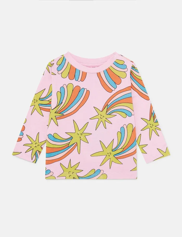 Stella McCartney Sweatshirt And TShirts Kids Shooting Stars LongSleeved TShirt Multicolor Pink