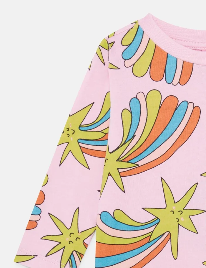 Stella McCartney Sweatshirt And TShirts Kids Shooting Stars LongSleeved TShirt Multicolor Pink