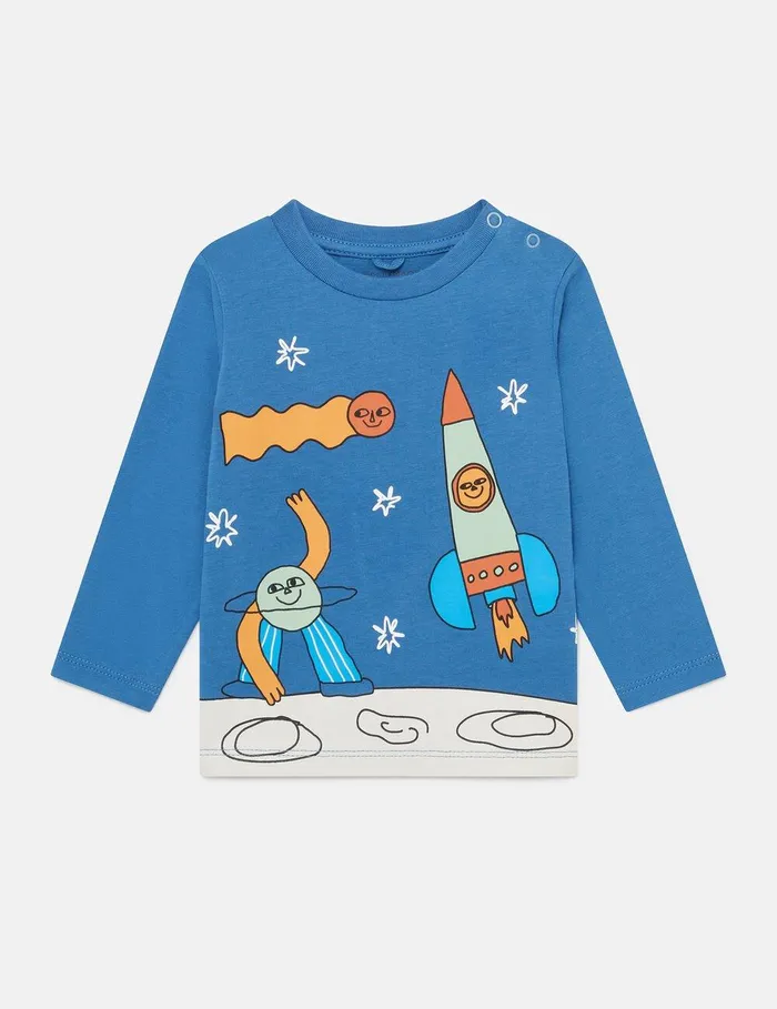 Stella McCartney Sweatshirt And TShirts Kids Space Graphic LongSleeve TShirt Multicolor