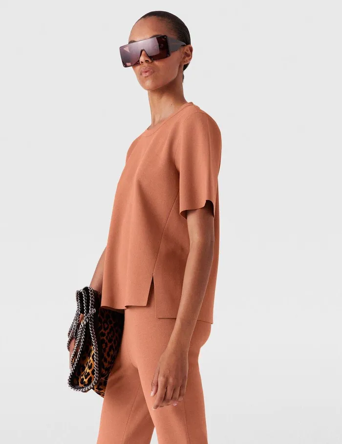 Stella McCartney Sweatshirts And TShirts Women Boxy Short Sleeve Tshirt Blush Stella McCartney Sweatshirts And TShirts Women Boxy Short Sleeve Tshirt Blush