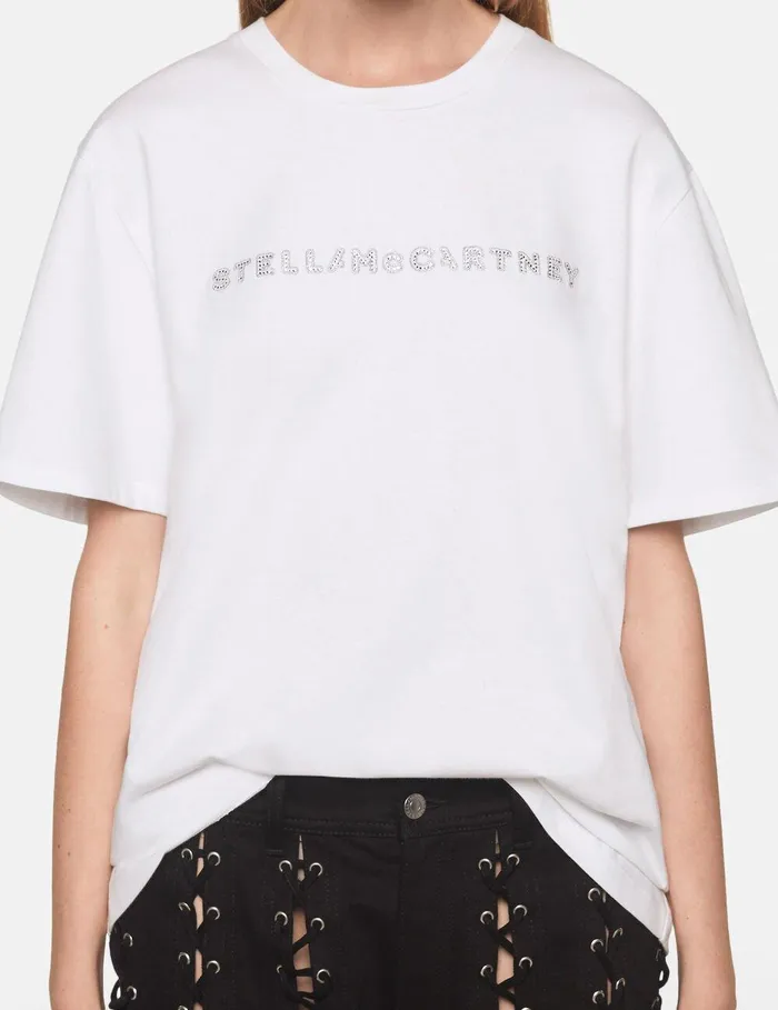 Stella McCartney Sweatshirts And TShirts Women Graphic Oversized Cotton TShirt Pure White Stella McCartney Sweatshirts And TShirts Women Graphic Oversized Cotton TShirt Pure White