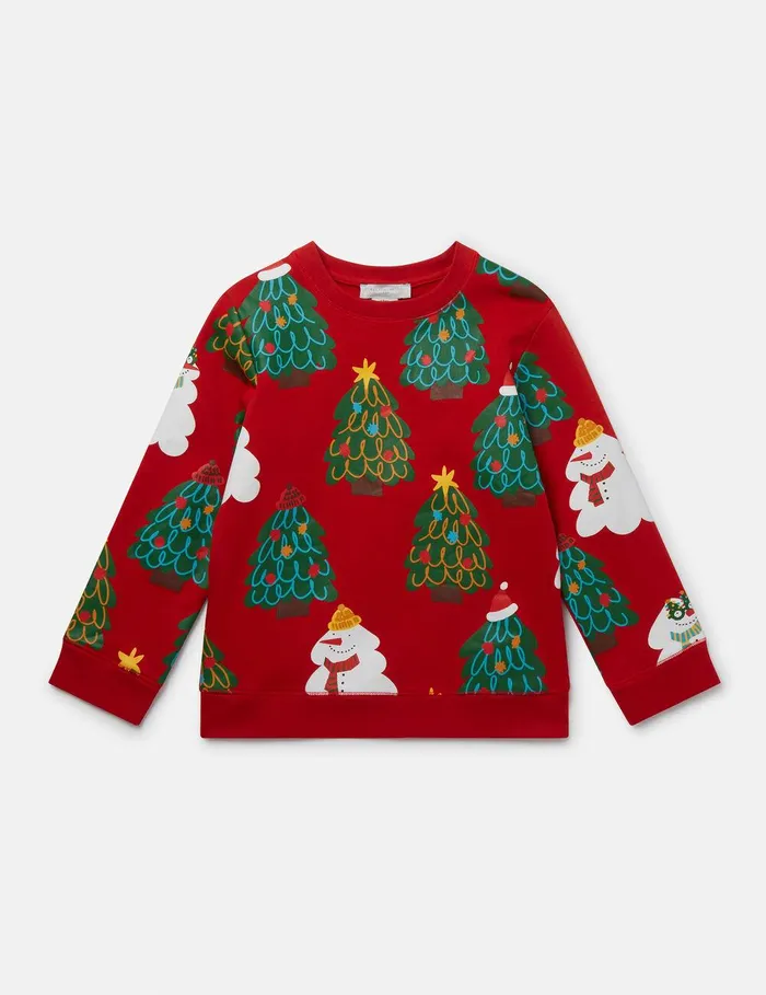 Stella McCartney TShirts And Sweatshirt Kids Christmas Tree Pattern Sweatshirt Red