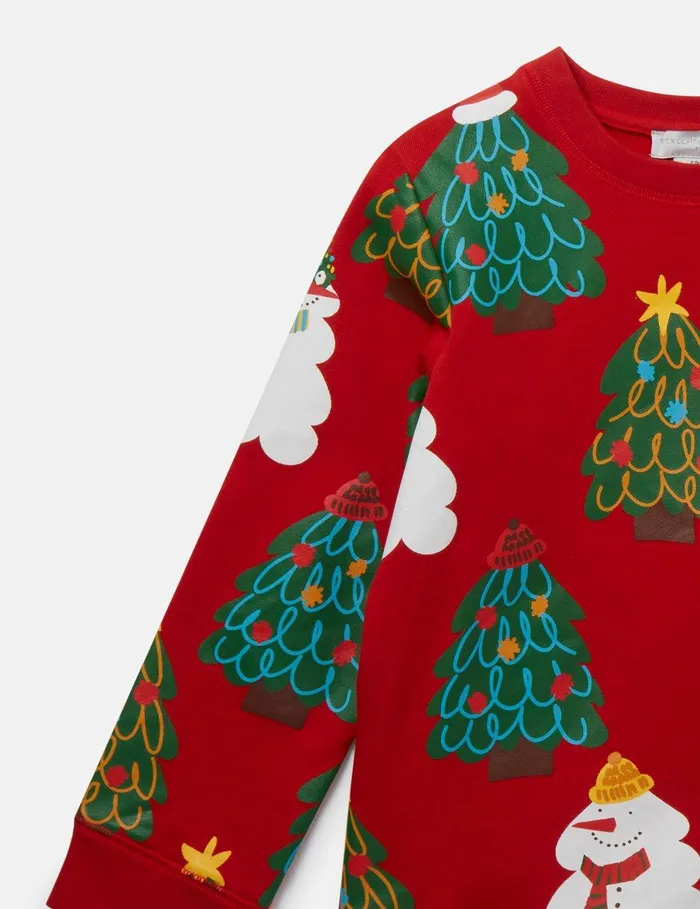 Stella McCartney TShirts And Sweatshirt Kids Christmas Tree Pattern Sweatshirt Red