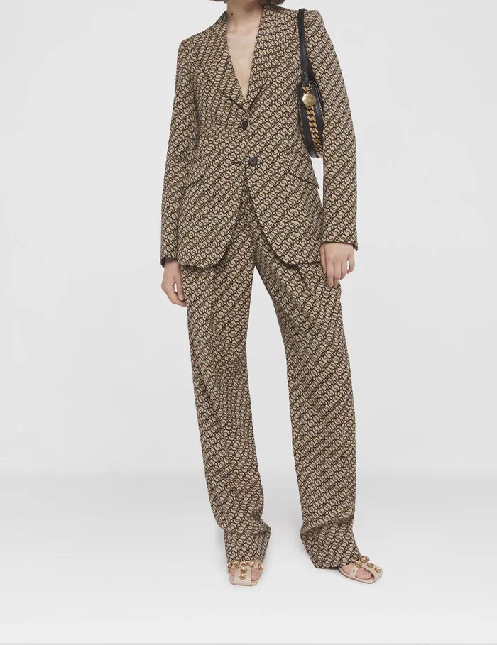 Stella McCartney Tailoring Women SWave Print SingleBreasted Blazer Raffia Beige