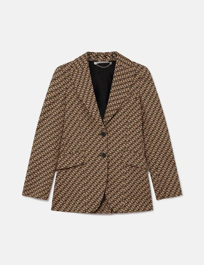 Stella McCartney Tailoring Women SWave Print SingleBreasted Blazer Raffia Beige