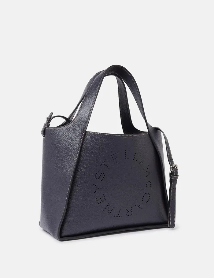 Stella McCartney TopHandle Bags Women Logo Grainy Alter Mat Crossbody Bag Indigo Moon