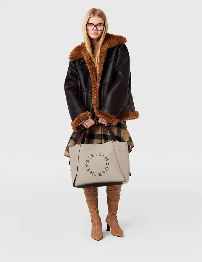 Stella McCartney TopHandle Bags Women Logo Large Tote Bag Birch White Stella McCartney TopHandle Bags Women Logo Large Tote Bag Birch White