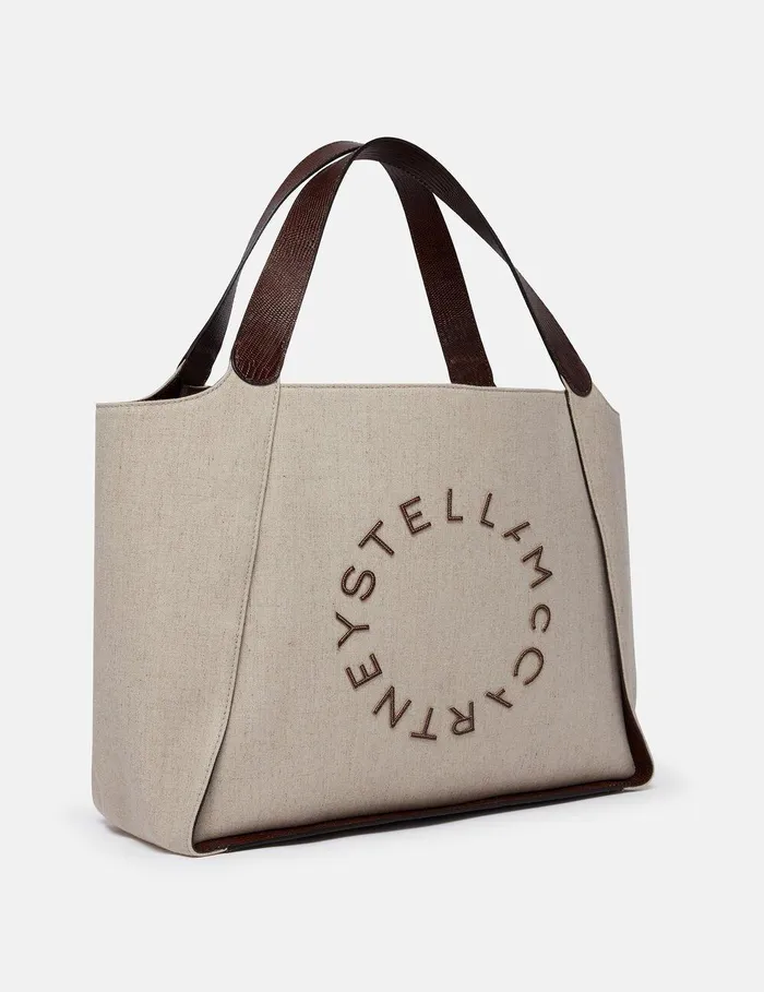 Stella McCartney TopHandle Bags Women Logo Large Tote Bag Birch White Stella McCartney TopHandle Bags Women Logo Large Tote Bag Birch White