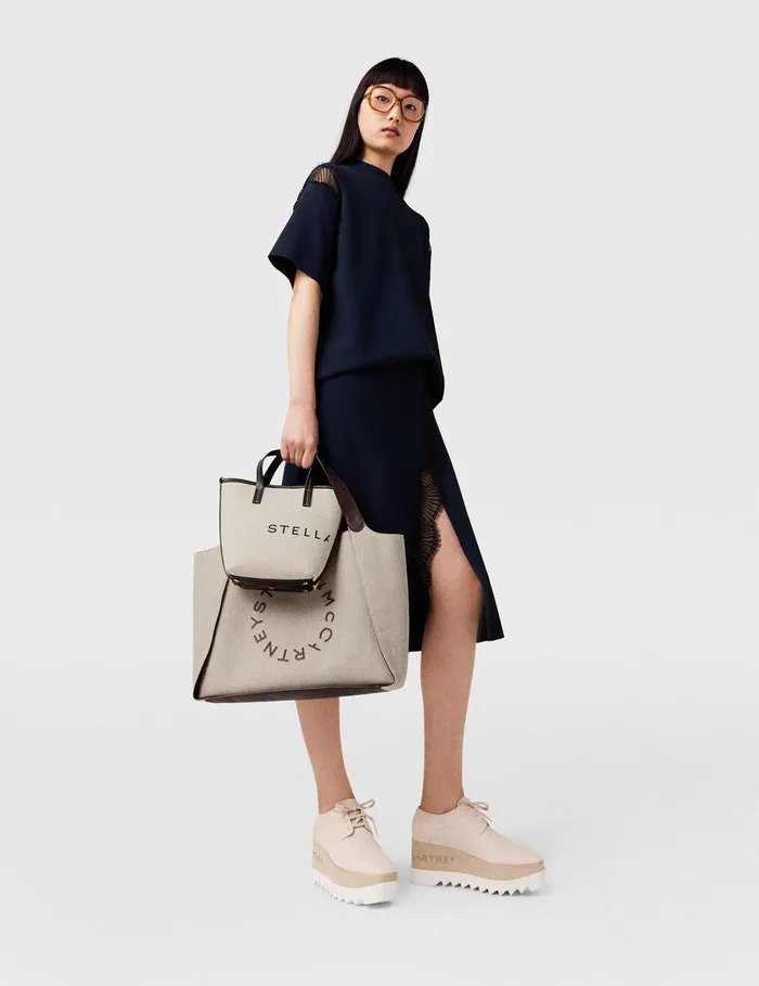 Stella McCartney TopHandle Bags Women Logo Large Tote Bag Birch White Stella McCartney TopHandle Bags Women Logo Large Tote Bag Birch White