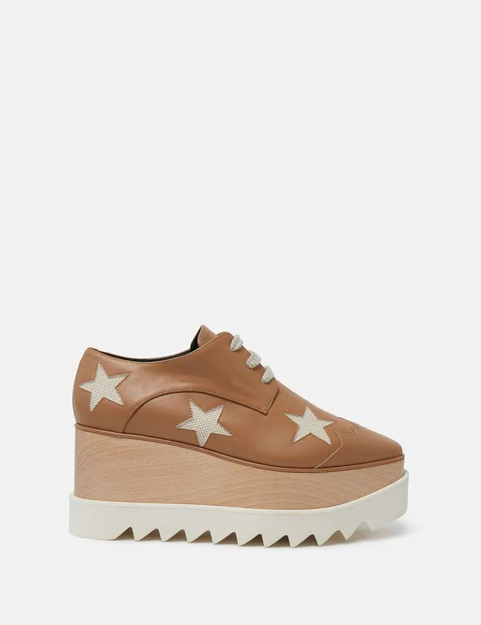 Stella McCartney Wedges Women Elyse Stars Platform Shoes Butterscotch