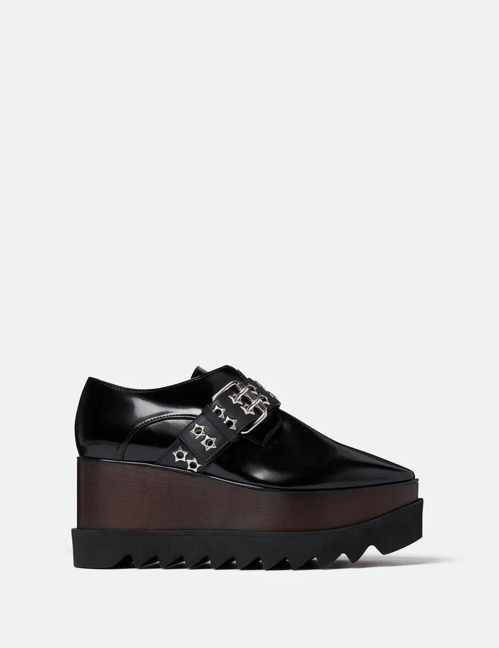 Stella McCartney Wedges Women Elyse Stud Band Platform Shoes Black