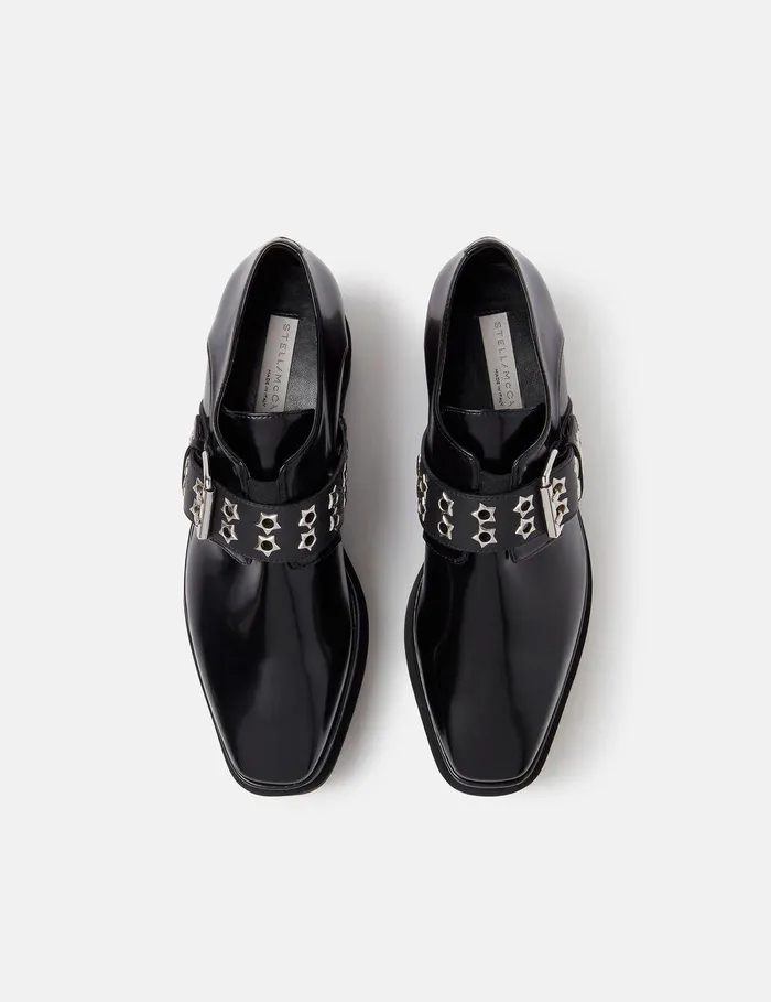 Stella McCartney Wedges Women Elyse Stud Band Platform Shoes Black Stella McCartney Wedges Women Elyse Stud Band Platform Shoes Black