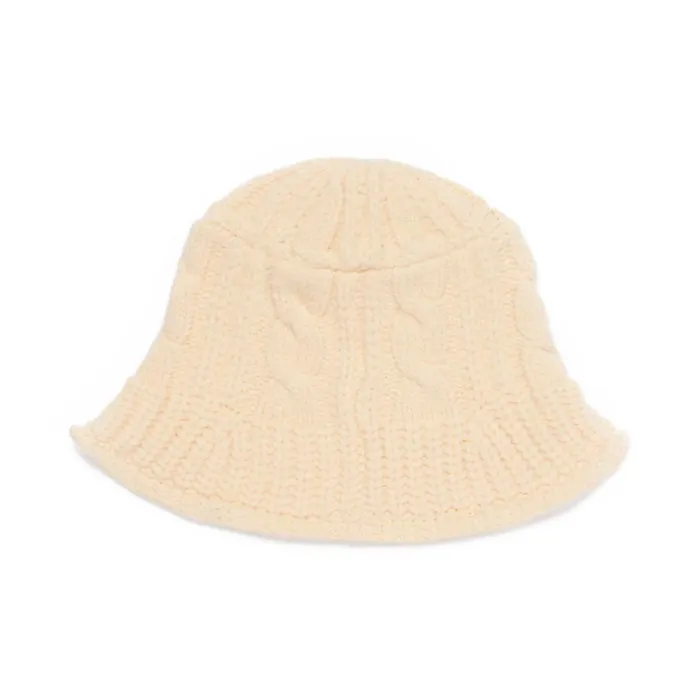 Steve Madden Cable Knit Bucket Hat Ivory Womens Hats and Hair Accessories