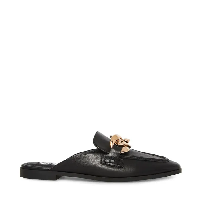 Steve Madden Cally Black Leather Womens Mules