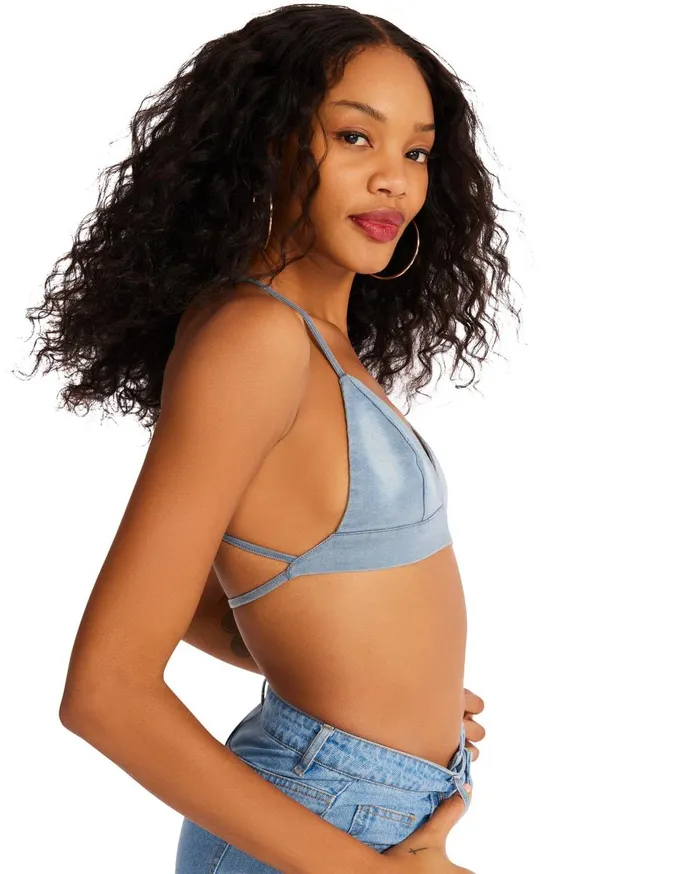 Steve Madden Denim Bralette Denim Fabric Womens Bralettes Steve Madden Denim Bralette Denim Fabric Womens Bralettes