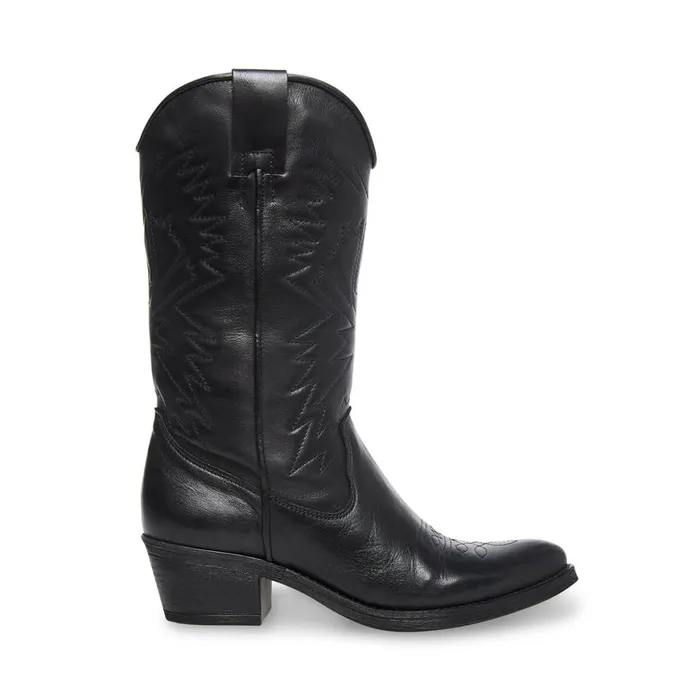 Steve Madden Hayward Black Leather Womens Boots