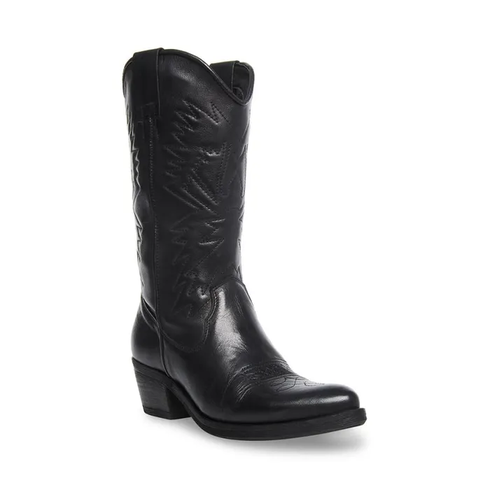 Steve Madden Hayward Black Leather Womens Boots Steve Madden Hayward Black Leather Womens Boots