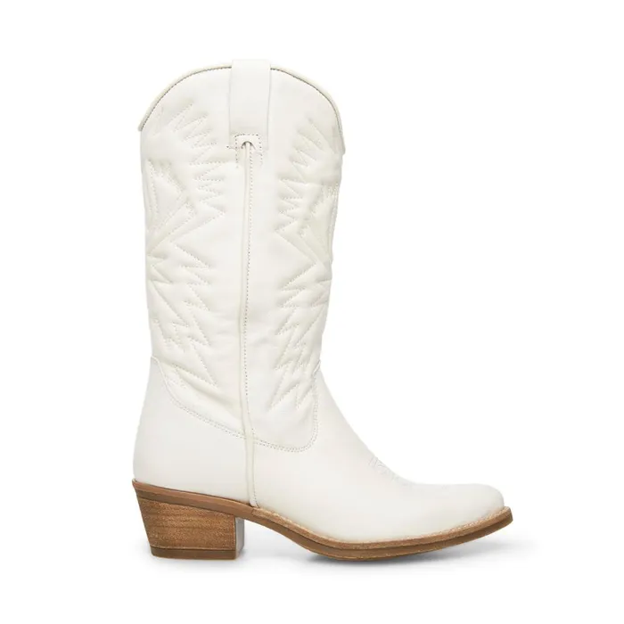 Steve Madden Hayward White Leather Womens Boots
