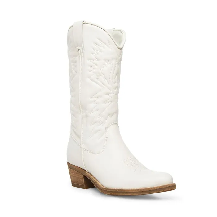 Steve Madden Hayward White Leather Womens Boots