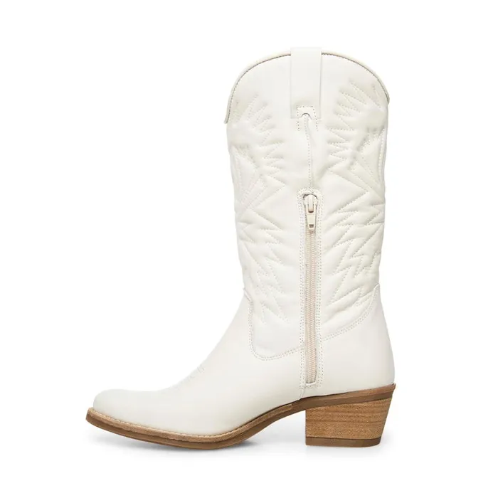 Steve Madden Hayward White Leather Womens Boots
