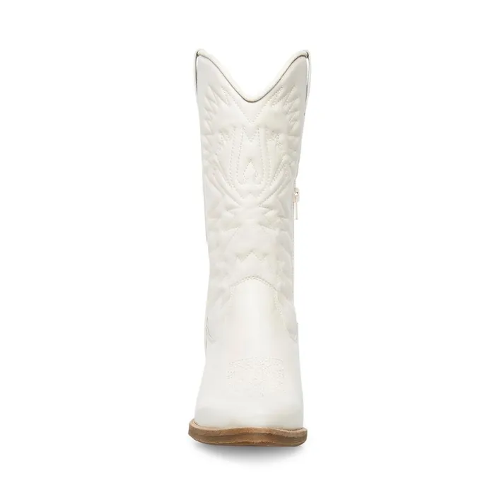Steve Madden Hayward White Leather Womens Boots