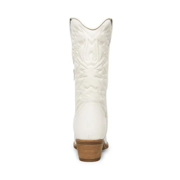 Steve Madden Hayward White Leather Womens Boots